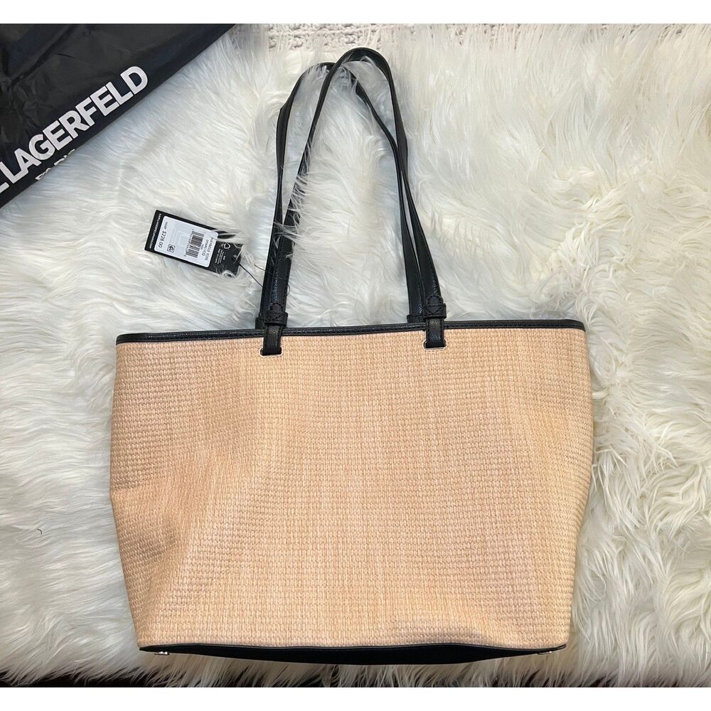 NWT Karl Lagerfeld Maybelle Straw Tote - Picture 2 of 6